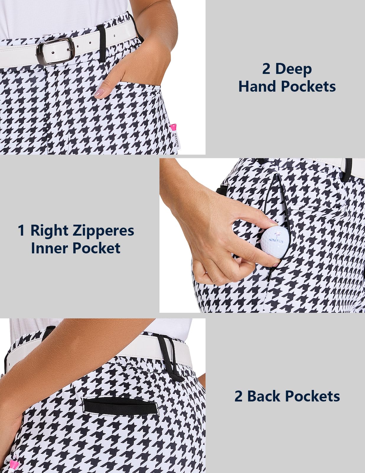 Pantaloni Golf Donna 7/8 Elasticizzati con Cerniera Destra con Passanti per Cintura Business Lavoro Pantaloni Golf da Jogging, Leggeri, per Sport, Viaggi, Lavoro, Lounge