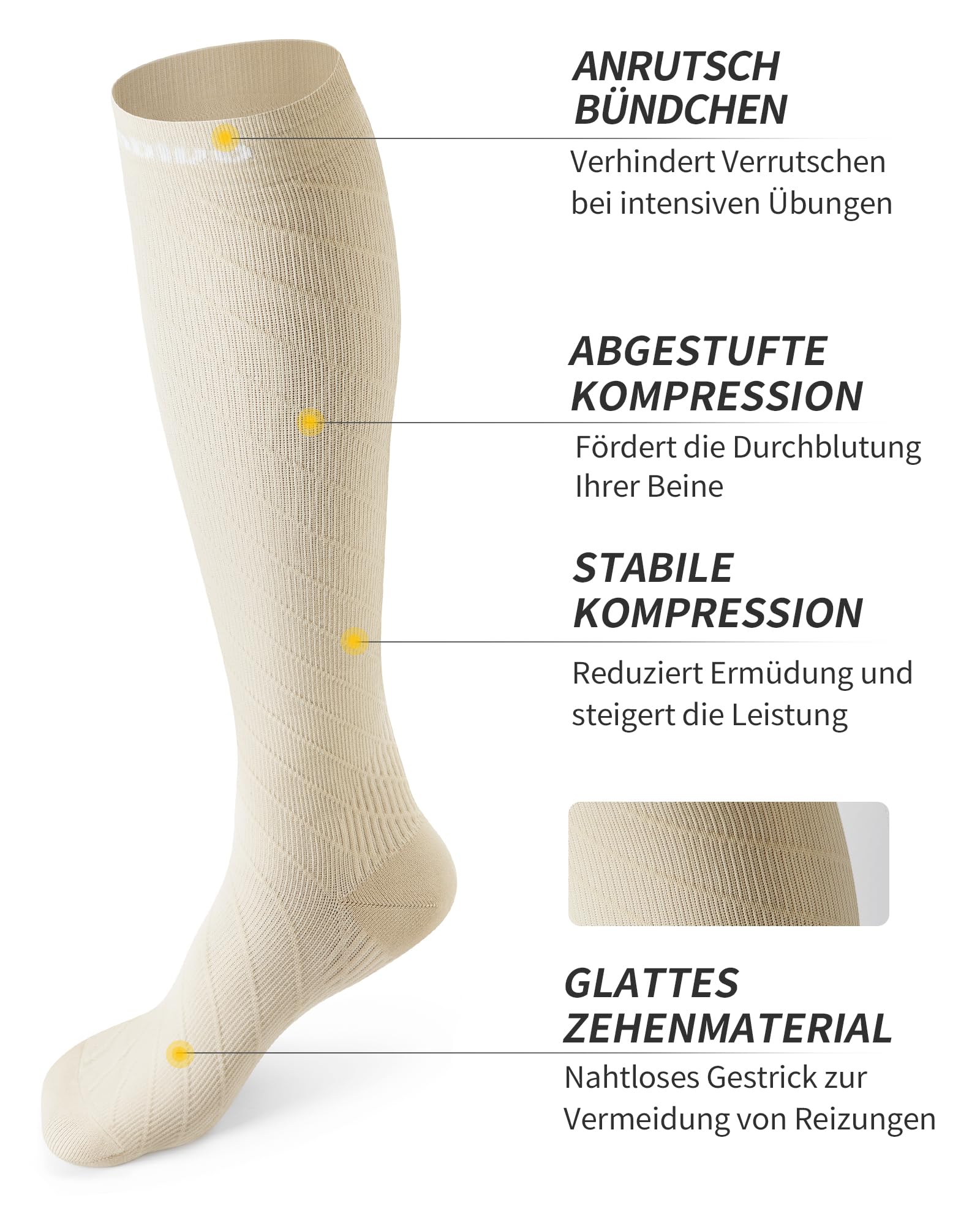 CAMBIVO Kompressionsstrümpfe Damen und Herren 2 Paar, Kompressionssocken Stützstrümpfe für Laufen, Sport, Flug, Reise, Radsport
