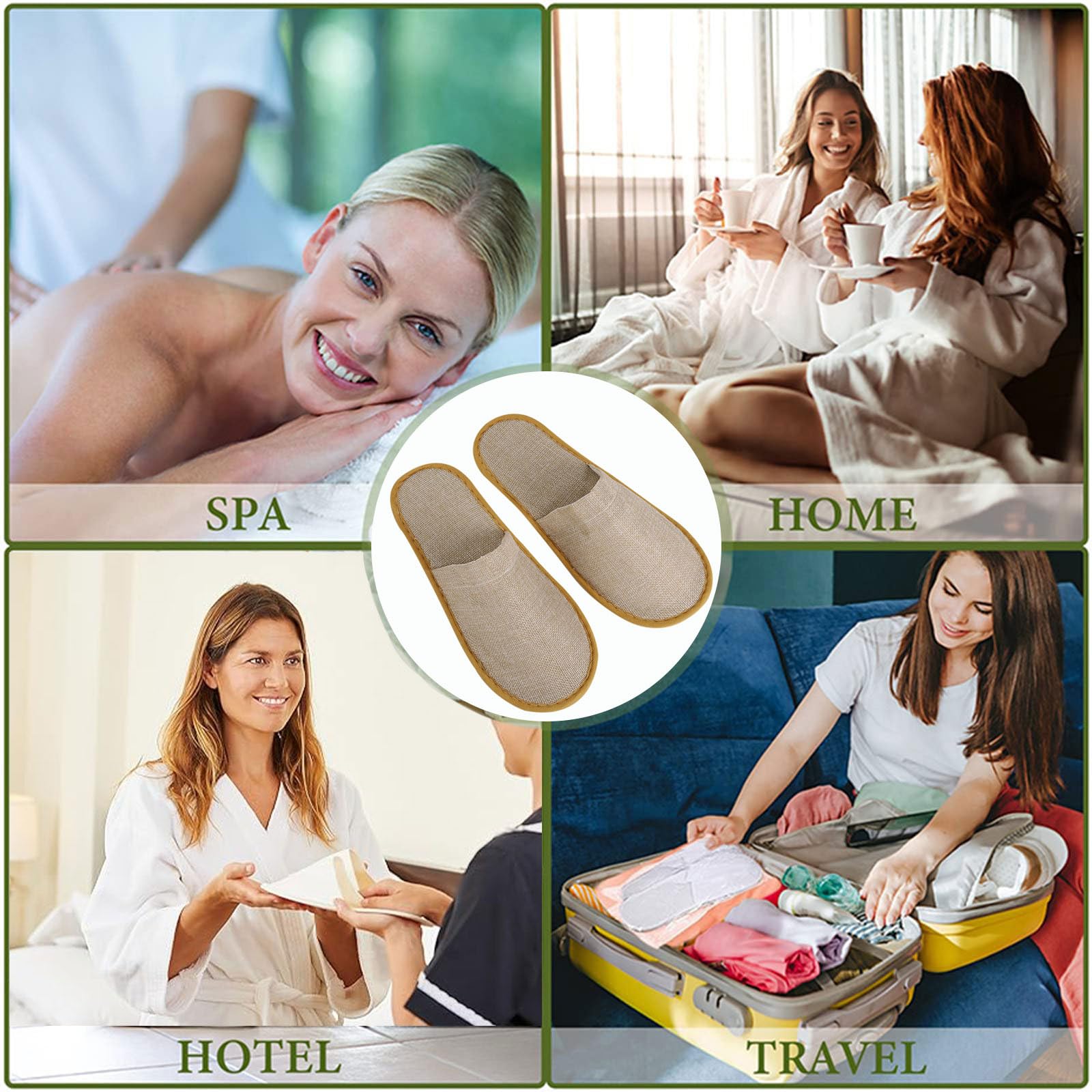 Hotel Comfort Slippers, 4 Pares Zapatillas de Viaje, Desechables Antideslizantes (Talla Eu 37-43)