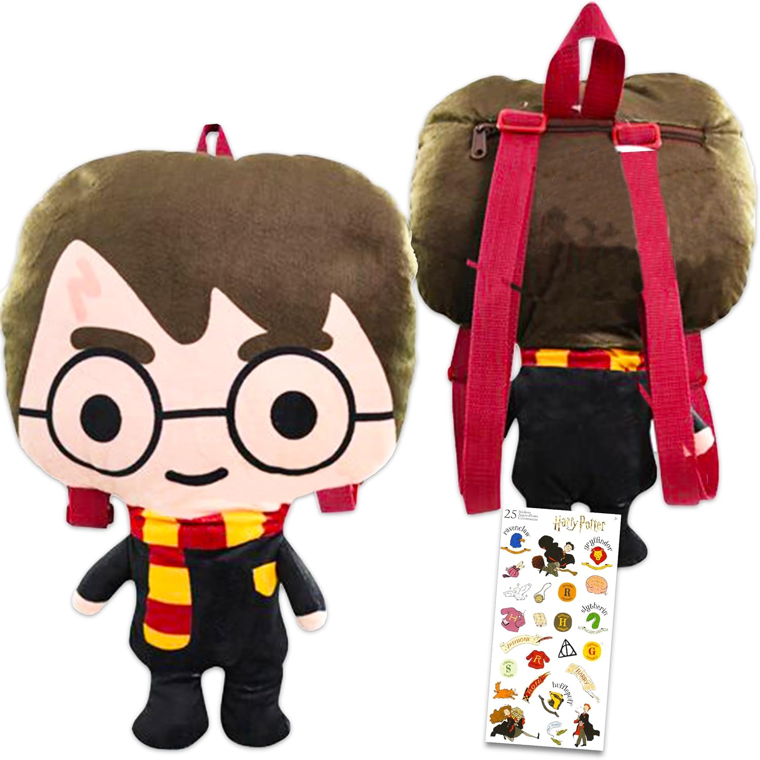 Harry Potter Backpack for Girls Boys Kids Teens Women - Bundle with 15" Plush Backpack with Stickers | Harry Potter School Supplies Bundle