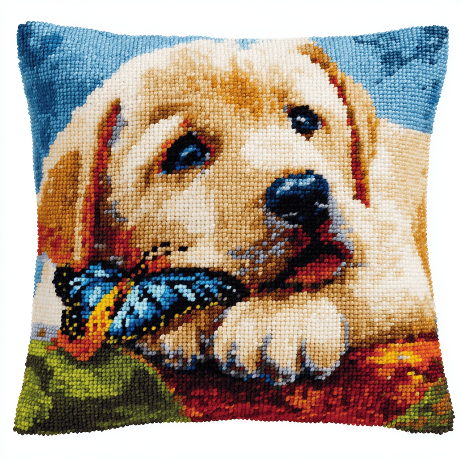 kitphoenix Latch Hook Cushion Kit Gift Set Puppy Butterfly