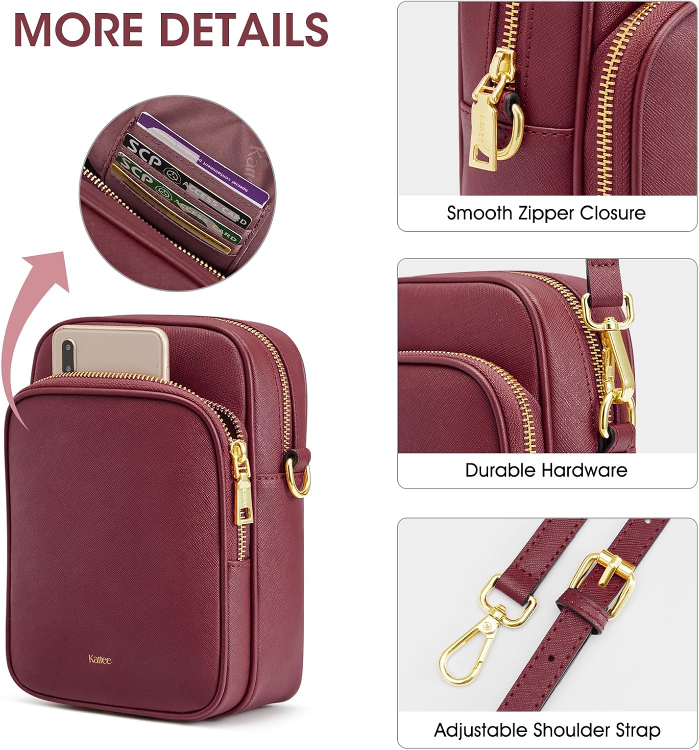 Kattee Leather Crossbody Bags for Women, Small Genuine Leather Purses and Handbags, Shoulder Cross Body Bag for Woman - Image 5