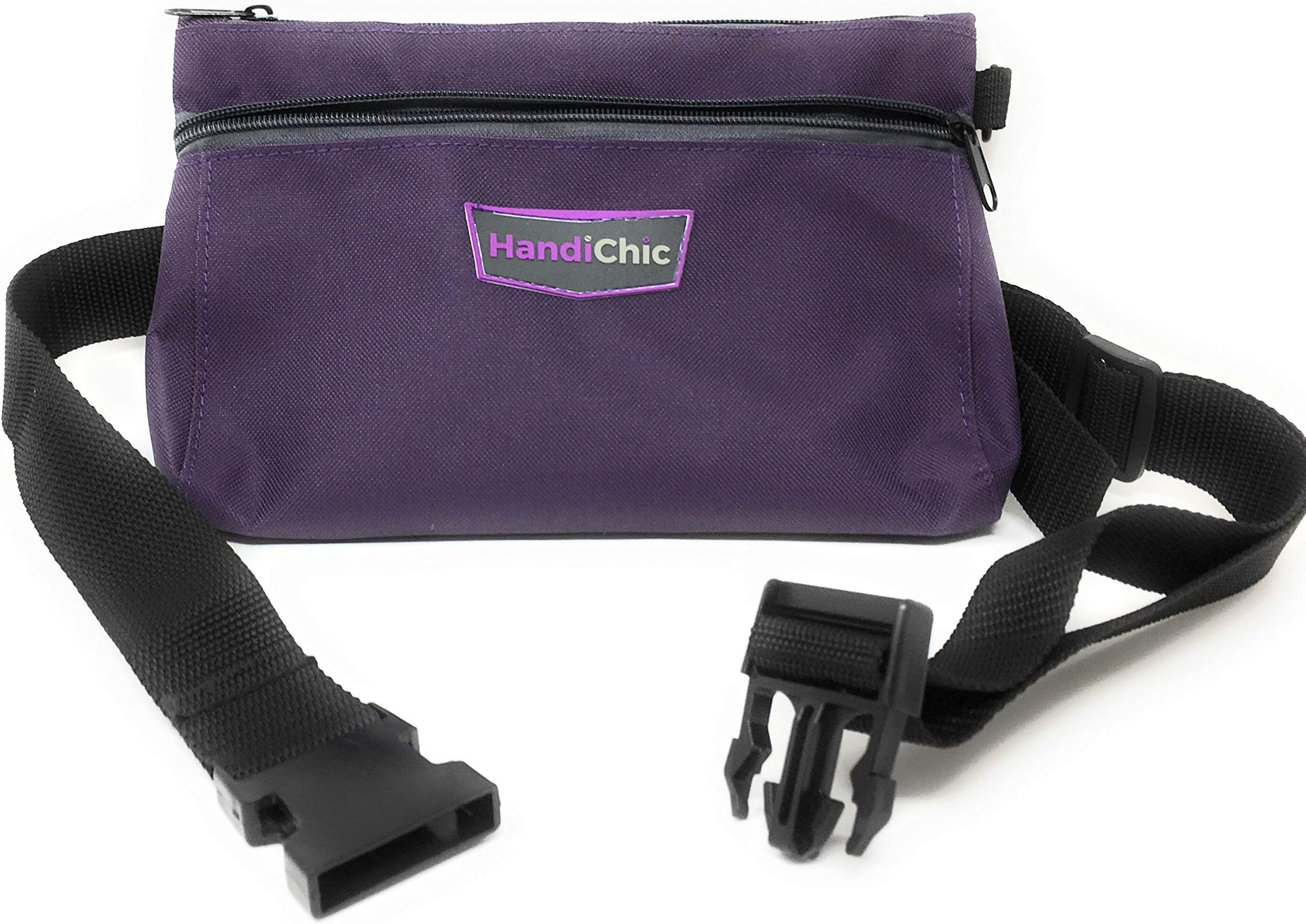 Tool Bag for Women :: Multi Tool Organizer Adjustable Belt :: Durable Polyester with 2 Zippered Pockets for Hand Tools, Craft Supplies, Travel Items and More, Approx. 10" x 7", Purple by HandiChic