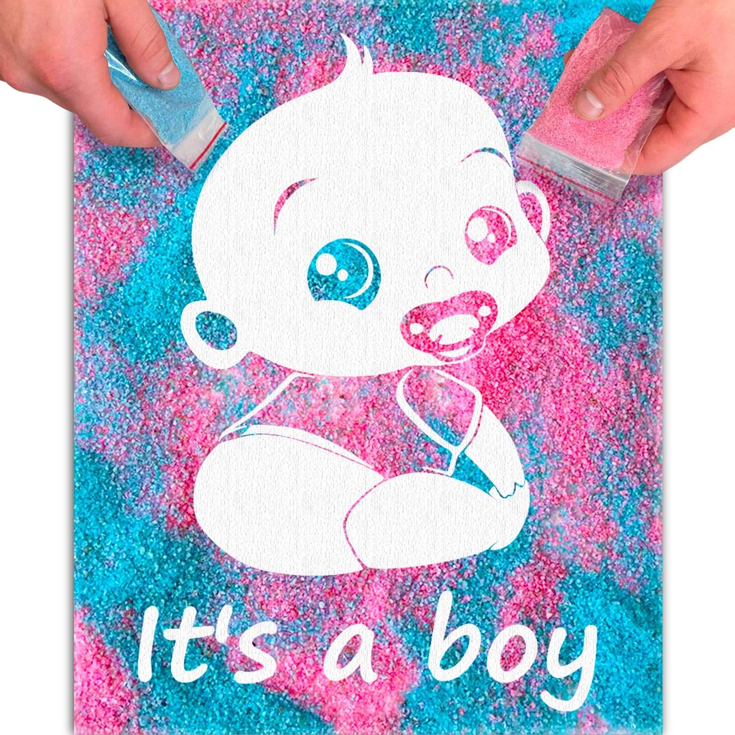 FETTIPOP Gender Reveal Exposuring Art Canvas Kit (It’s a Boy), Surprise Baby Shower Pregnancy Announcement 7.9x9.8 inch.