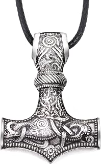 Mjolnir Necklace, Viking Mammen Style Thor Hammer Pendant, Box Chain, Viking Jewelry Gift