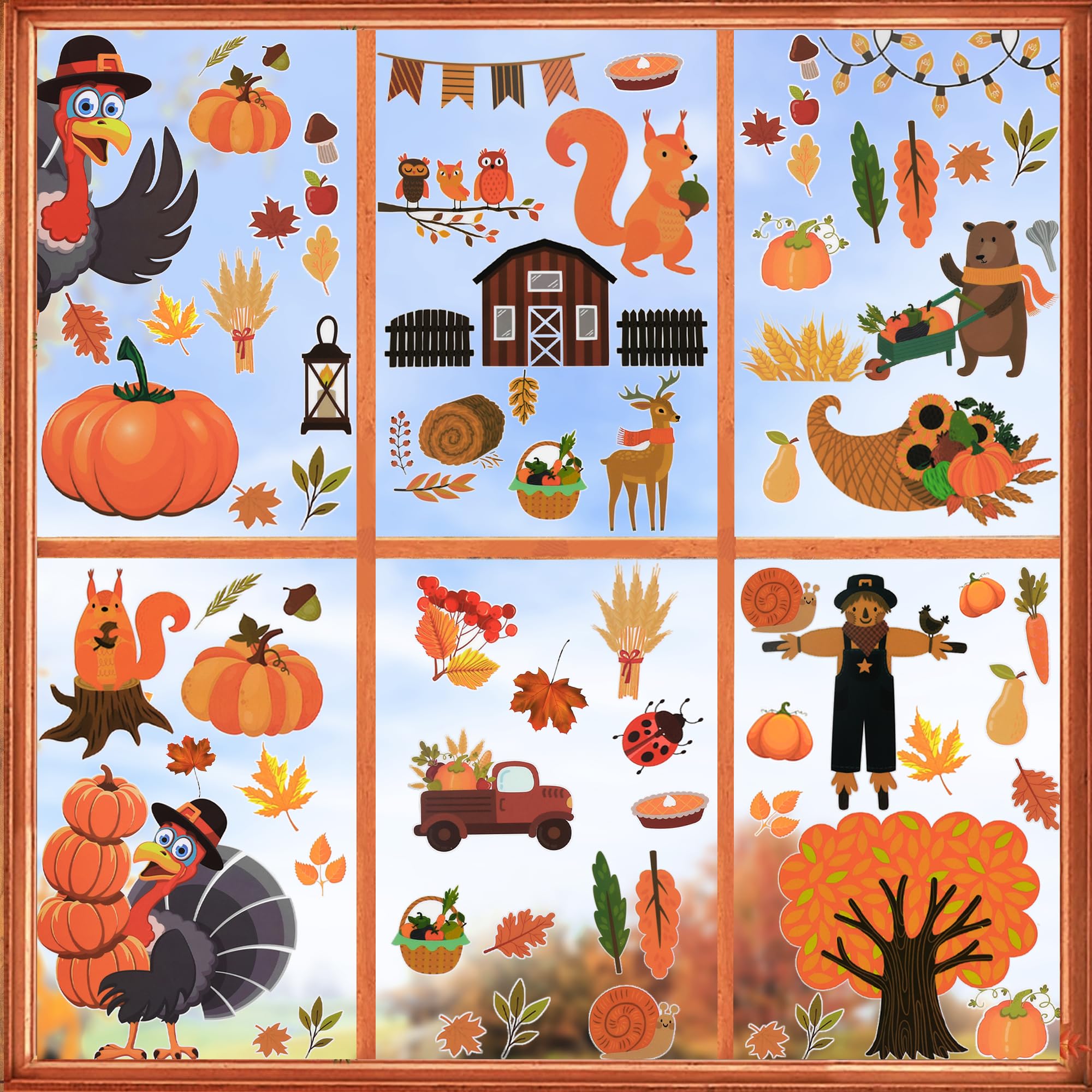KatchOn, Thanksgiving Window Clings for Glass Windows - 115 Pieces | Thanksgiving Window Gel Clings | Thanksgiving Window Decorations, Thanksgiving Decorations Indoor | Thanksgiving Window Stickers