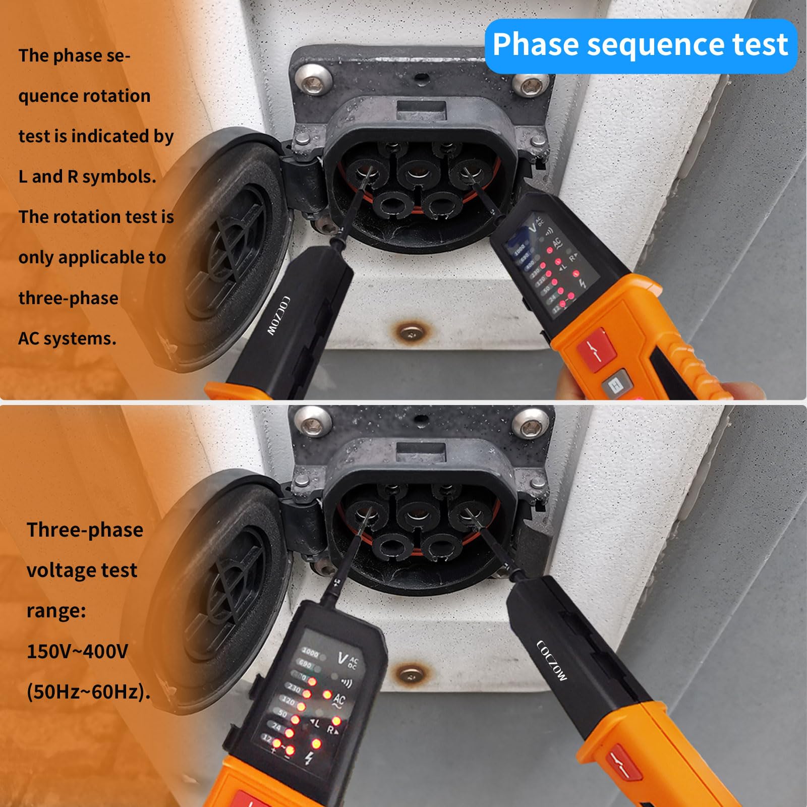 Spannungsprüfer,Durchgangsprüfer,automatischer Bereich 12V~1000V,IP65Multifunktions-Umfassender elektrischer Tester,kann AC/DC Spannung,Phasenfolge,Durchgang,RCD,batterielose Erkennung messen.