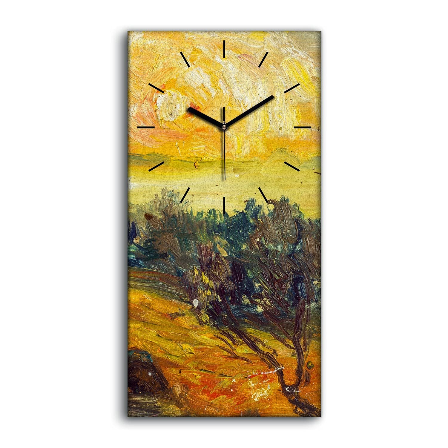 Horloge sur Toile 30x60cm Nature Sunset Abstraite Décoration Murale