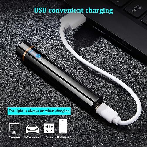 Miniatura 3 de Encendedor inteligente de huellas dactilares, recargable por USB, resistente al viento, sin llama, mini encendedor eléctrico cilíndrico para