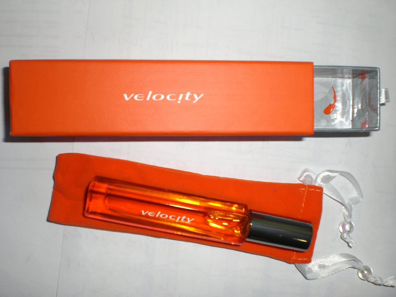 Mary Kay Velocity Roll On Perfume Wand w/ Velvet Pouch, Box .25 Oz