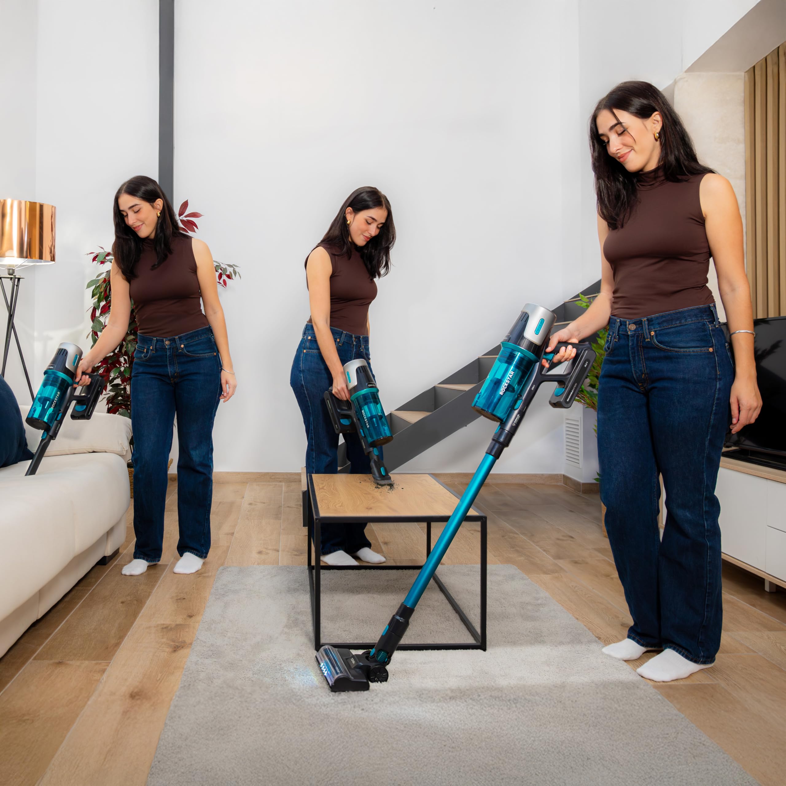 Cecotec Scopa Elettrica Senza Fili Conga Rockstar 1500 Horizon Genesis XL. 215W Potenza Totale, 45 min Autonomia, Spazzola Mista, 2 Modalità di Aspirazione, Parallel Cyclone System, Serbatoio 600ml