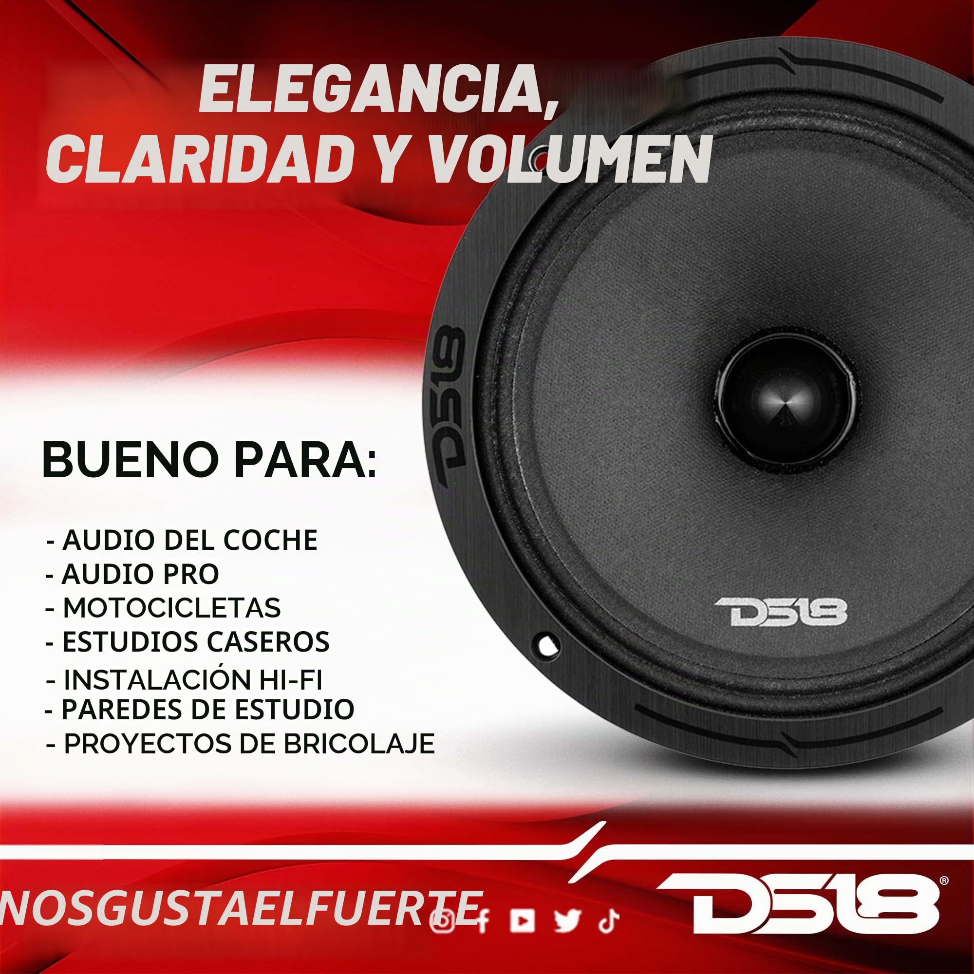 DS DS18 Pro-ZXI8.4BM Altavoz Tipo Bala para automóvil de 8" 700 vatios 4 ohmios (1 Altavoz)