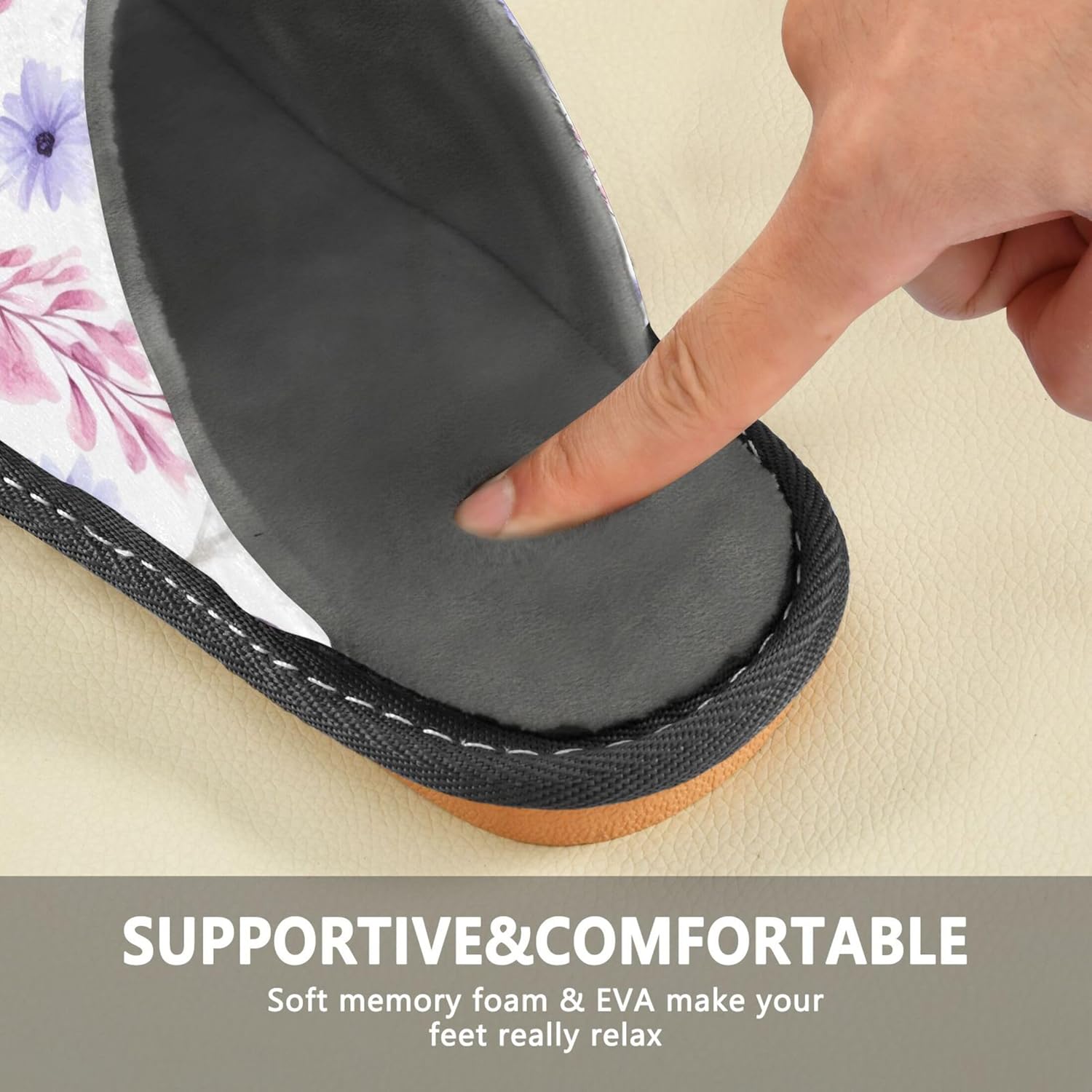 Flower Butterfly House Slippers – Cozy Fuzzy Slippers for Guests, Washable & Disposable, Perfect for Shoeless Home, Spa & Hotel Use A111261