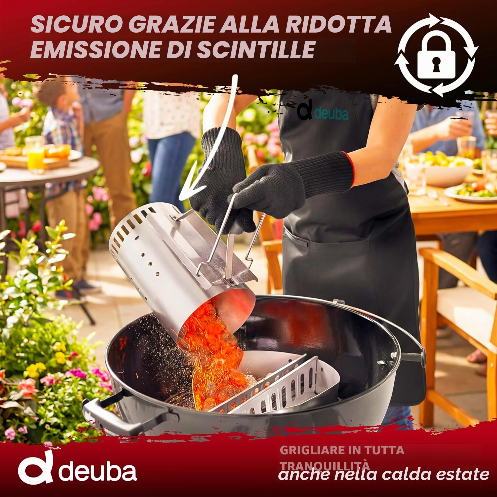 DEUBA® Carbonella per Barbecue 27kg 9 Sacchetti da 3 kg Bricchetti Carbone per Grigliare BBQ Bricchette Grigliata Brace