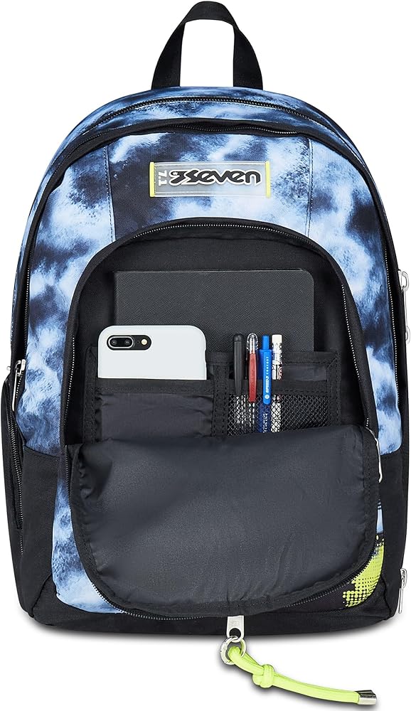 Zaino Scuola Seven Dual, Grigio Azzuro, Doppio Scomparto