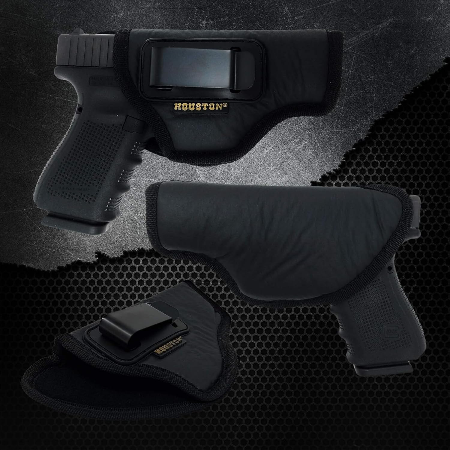 Houston GunHolsters IWB Gun Holster Eco Leather Concealed Carry Soft Material - Suede Interior for Maximum Protection