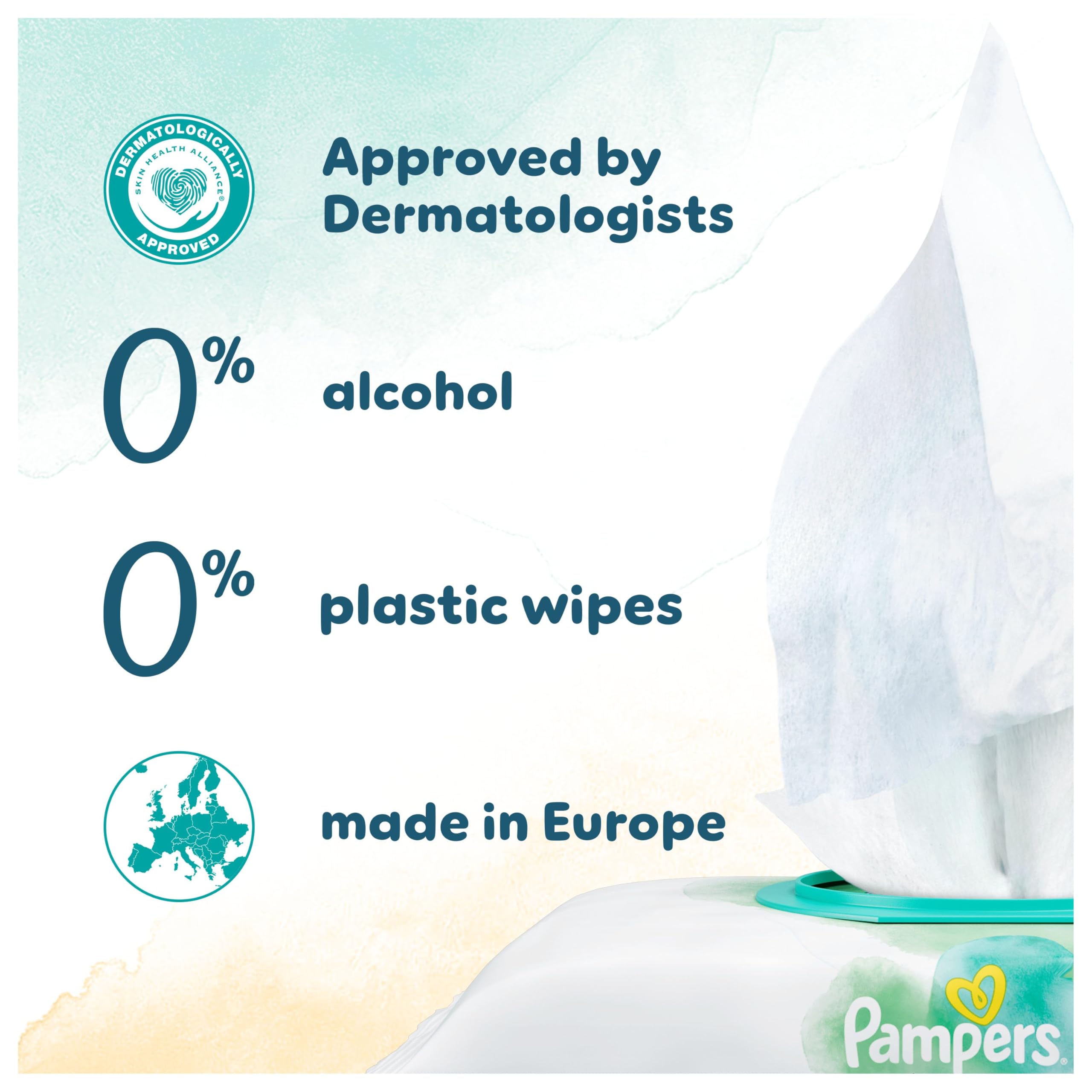 Pampers Harmonie Protect & Care Baby Wipes Plastic Free 9 Packs of 44 Wipes = 396 Baby Wet Wipes, Help restore natural skin pH - 5
