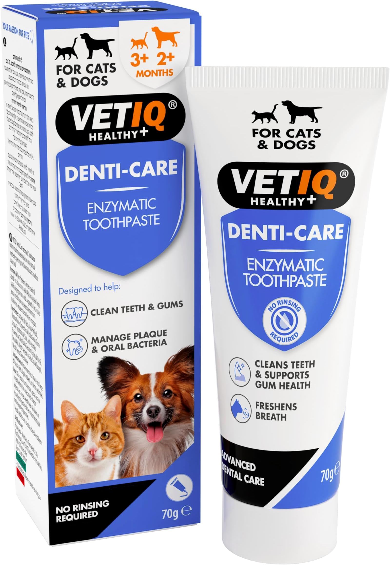 Denti-Care Enzymatic Toothpaste for Cats 3+ Months & Dogs 2+ Months, Designed to Help Clean Teeth, Support Gum Health & Freshen Breath, 70 g (Pack of 1)