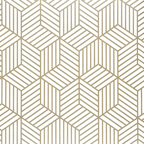 WENMER 17.71 Inch x 472 Inch Geometric Hexagon Wallpaper Peel and Stick Wallpaper Contact Paper Removable Self Adhesive Wallpaper Vinyl Film for Home Drawer Shelf Cabinet Countertop Door