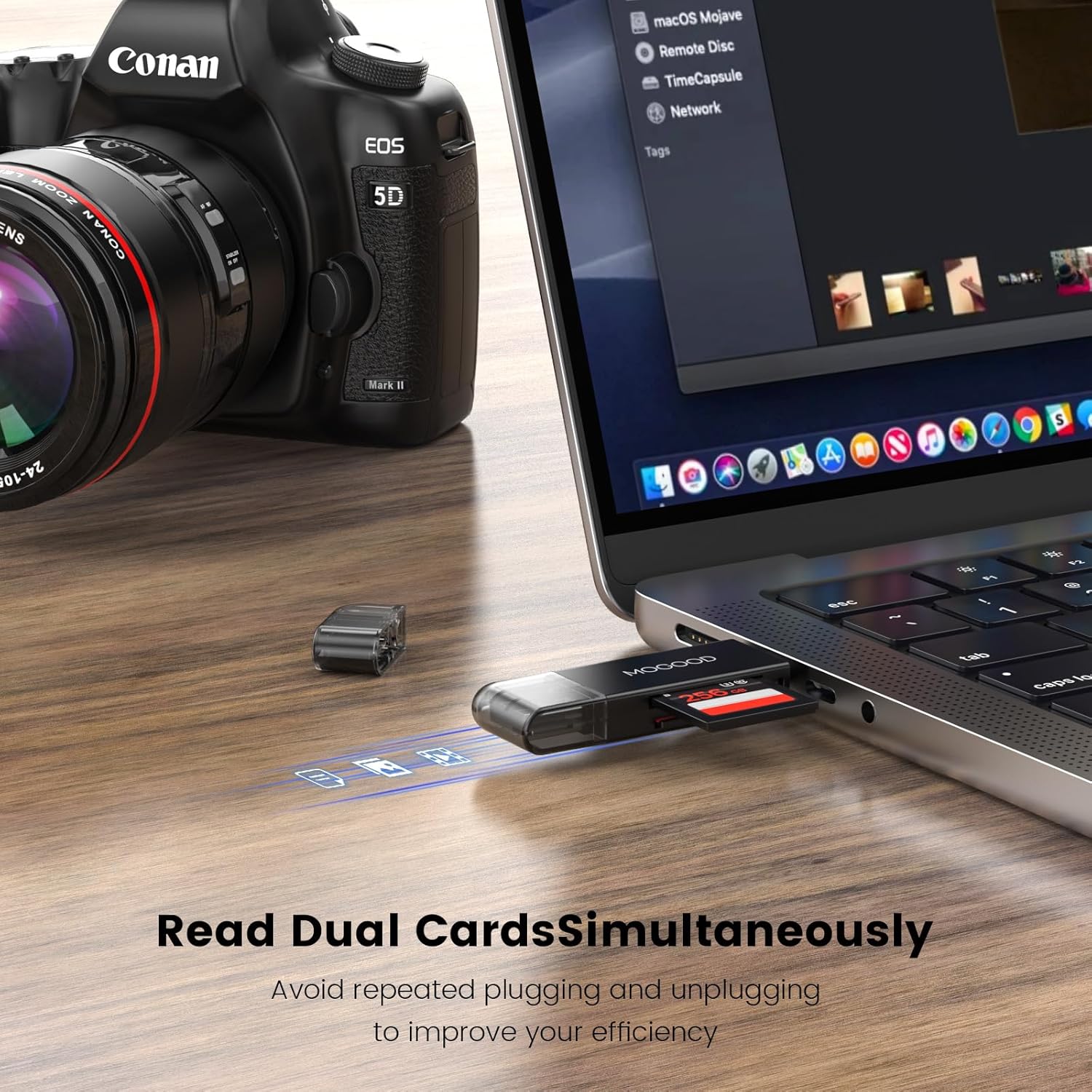 SD Card Reader MOGOOD Memory Card Reader Adapter USB 3.0 Card Reader Adapter Micro SD Card Reader Memory Card Reader with Dual Connectors for External Camera SD SDHC SDXC MicroSD UHS-I