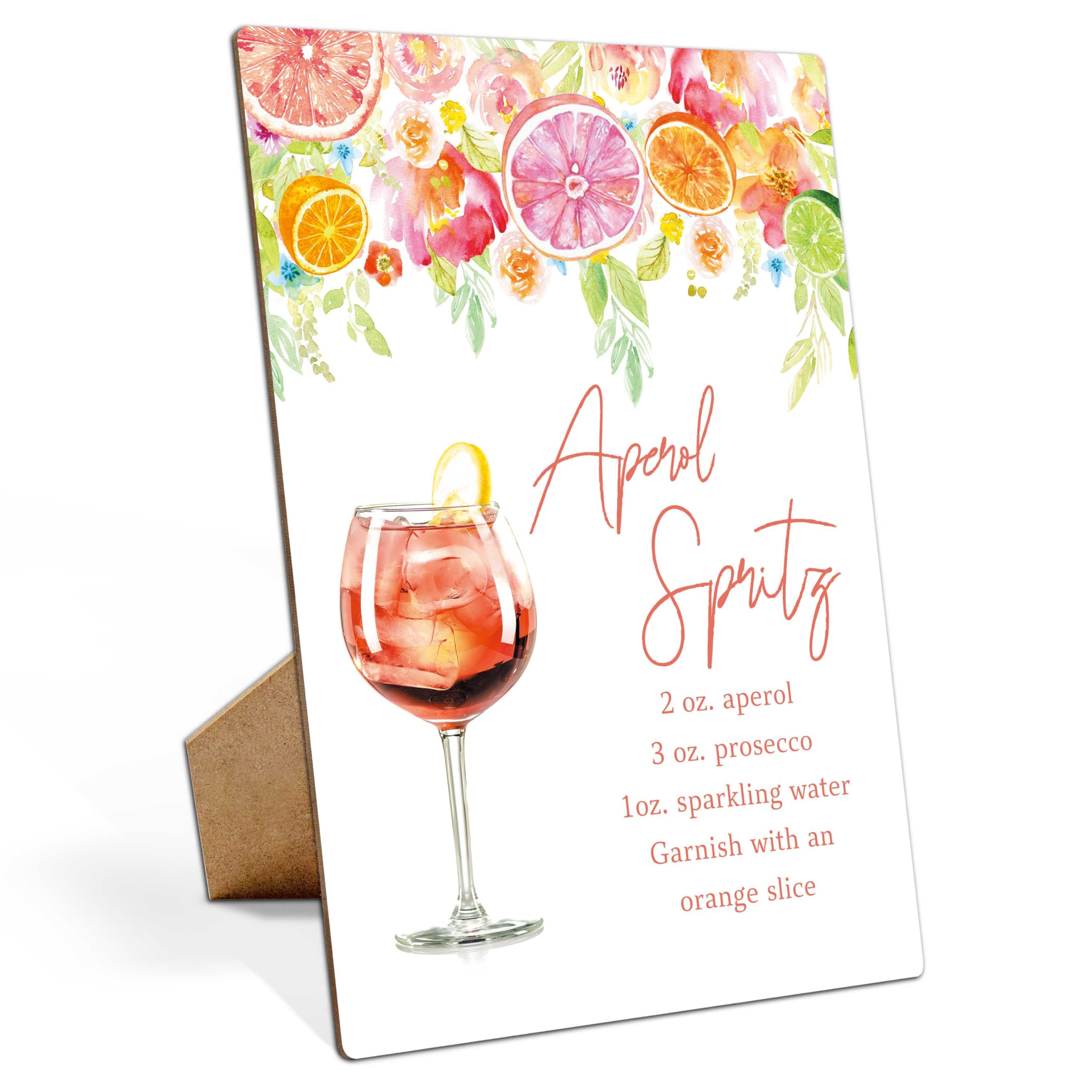 Citrus Bridal Shower Sign, Aperol Spritz, 8×11 Wooden Sign with Stand, Citrus Party Decorations, Bridal Shower Decorations - LP038