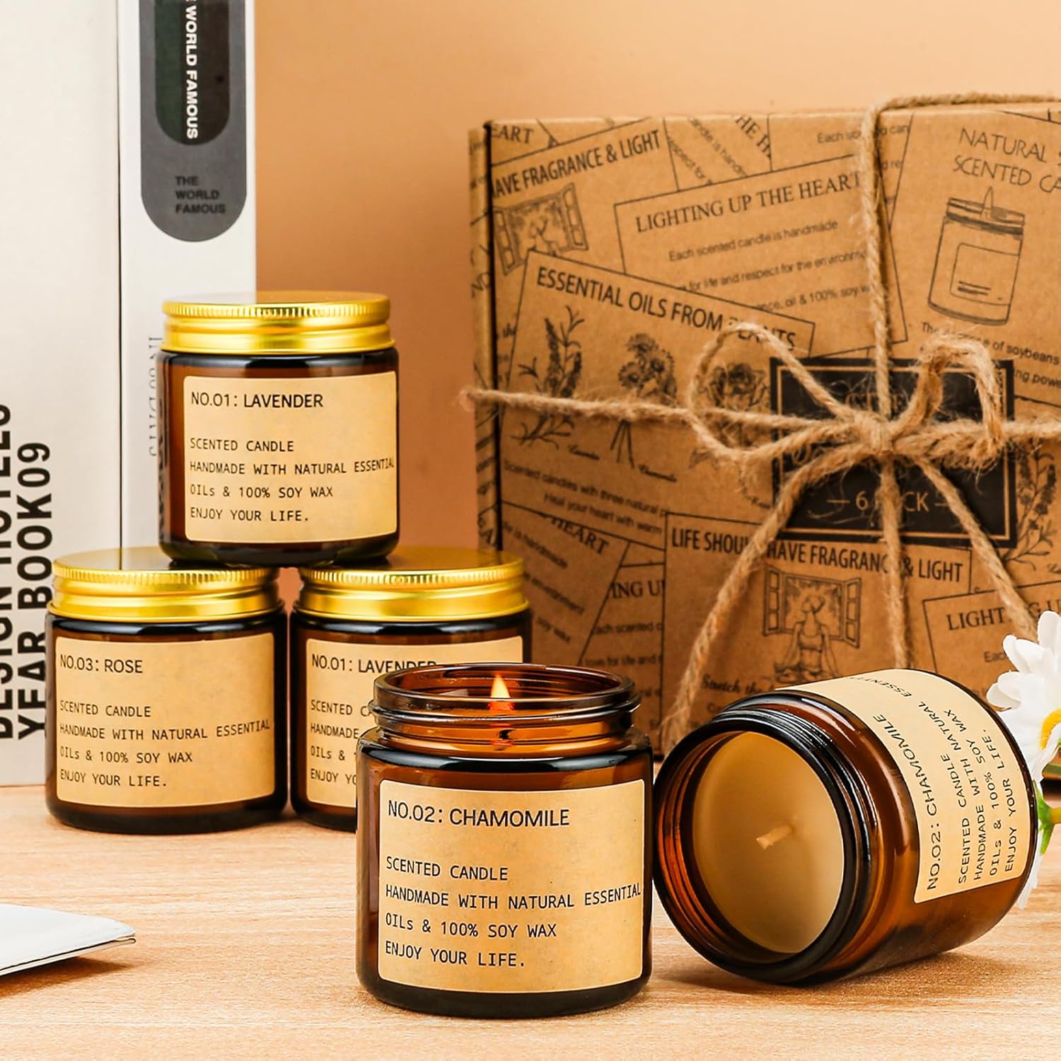 Candles for Home Scented, 150 Hours of Burning Time Aromatherapy Candle, 6 Pack Natural Soy Candle Set, Scented Candles Very Suitable for Giving Gift, Birthday Gifts for Women, Teacher Gifts﻿ - Image 8