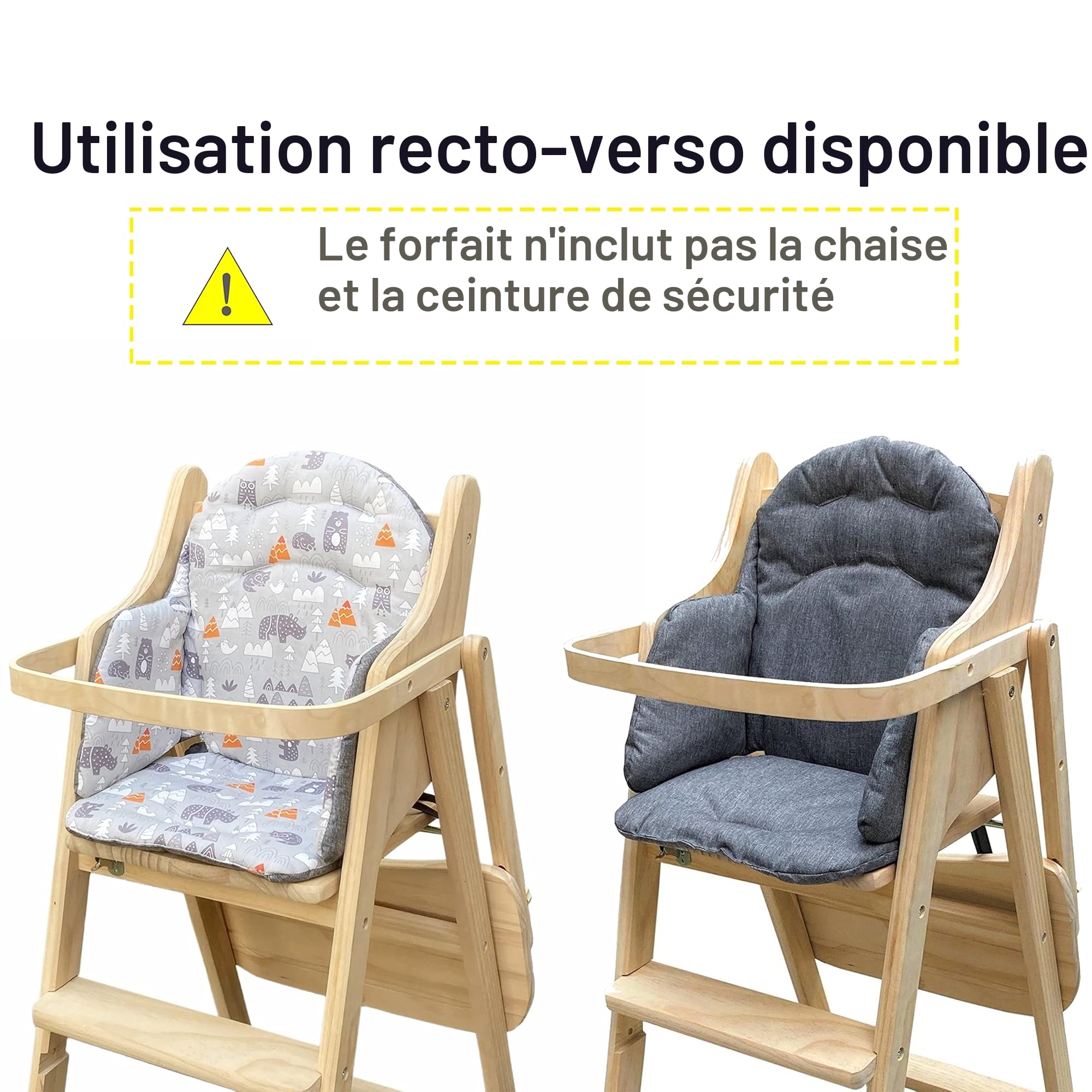 Coussin de chaise haute compatible avec East Coast et de nombreuses autres chaises pour bébé en bois, housse de chaise haute, coussin de siège matelassé, protection en bois pour chaise haute