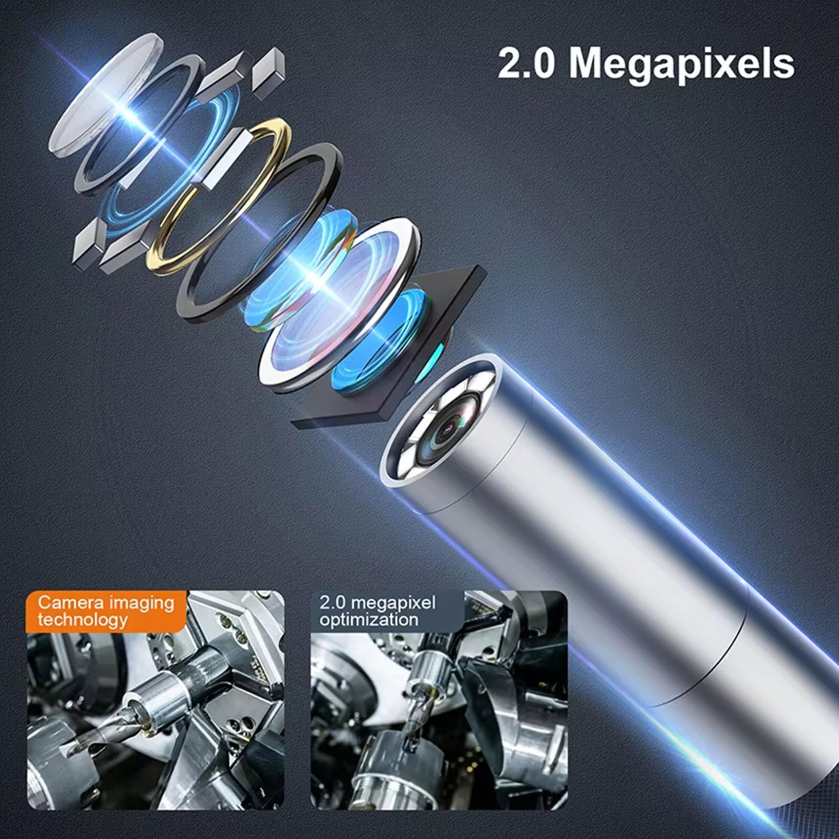 HYZHANHONG 2m, Endoscope Dual Camera, 8Mm Endoscope, 5-Inch Color LCD Screen High-Definition Digital Detection Camera, IP67 Waterproof, Suitable for Pipelines and Walls