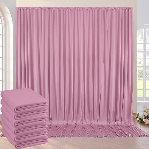 Cortina de fondo de rosa polvorienta de 20 x 10 pies para fiesta, boda, 4 paneles de 5 x 10 pies, sin arrugas, cortinas de poliéster polvoriento,