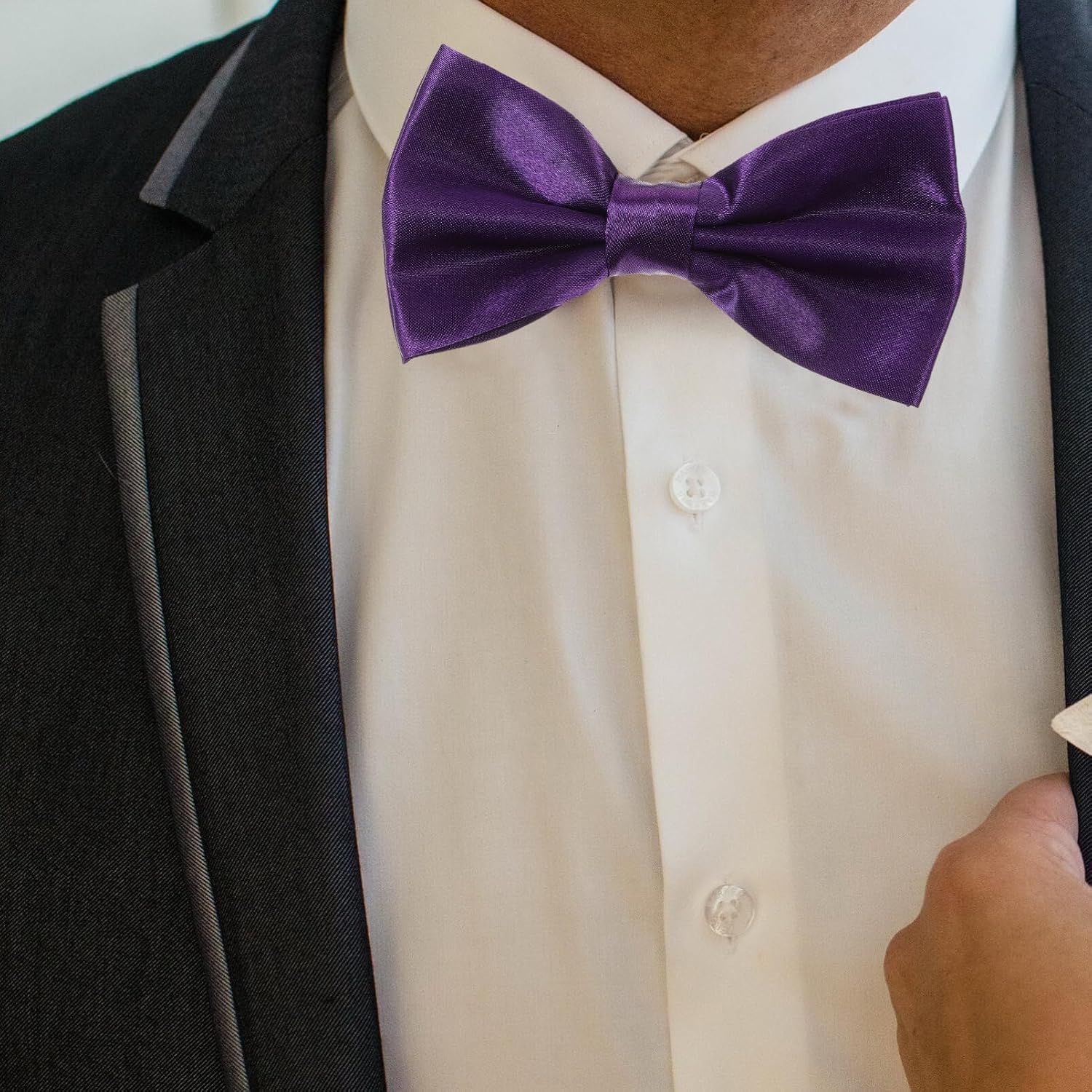 EXCEART Satin Cummerbund Bow Tie Handkerchief White Tuxedo Set Pretied Bowties for Men Wedding Business Gift