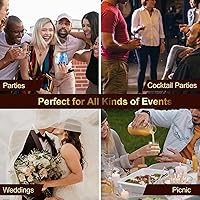 Vista 8 de Paquete de 40 copas de vino de plástico acanaladas, copas de vino desechables de origami de 14 onzas, vasos de cóctel de plástico transparente