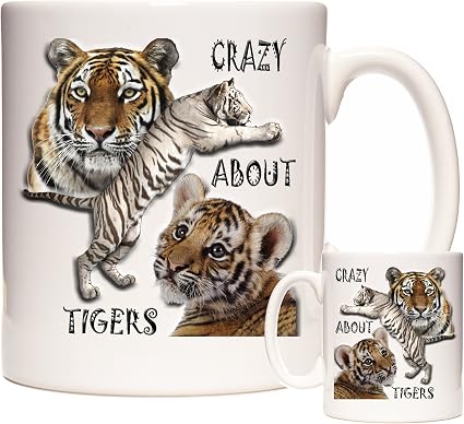 Tazza con tigre Crazy About Tigers, tazza in ceramica per lavastoviglie e  forno a microonde, con tigre abbinata. : Amazon.it: Casa e cucina