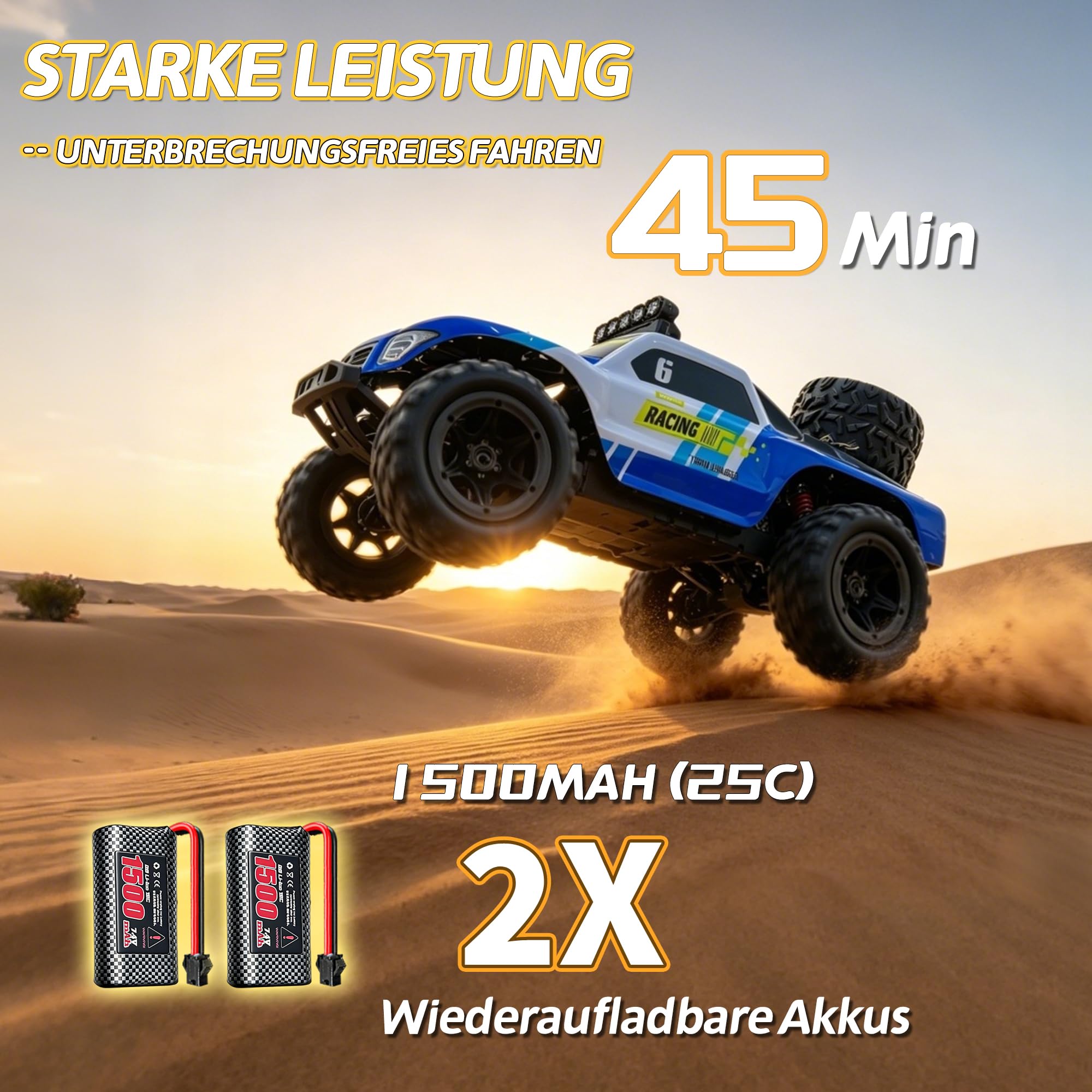 KF19 RC auto, camion radiocomandato 1:18, ad alta velocità, 40 km/h, 4 ruote motrici, fuoristrada, 2 batterie, adatto per adolescenti dai 14 anni in su