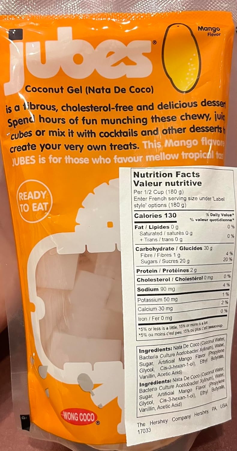 [Pack of 5] [Free Measuring Spoon] Jubes Nata De Coco 5 Flavor Assorted Combo (Pandan, Lychee, Mango, Strawberry, Grape) - 360 Gram