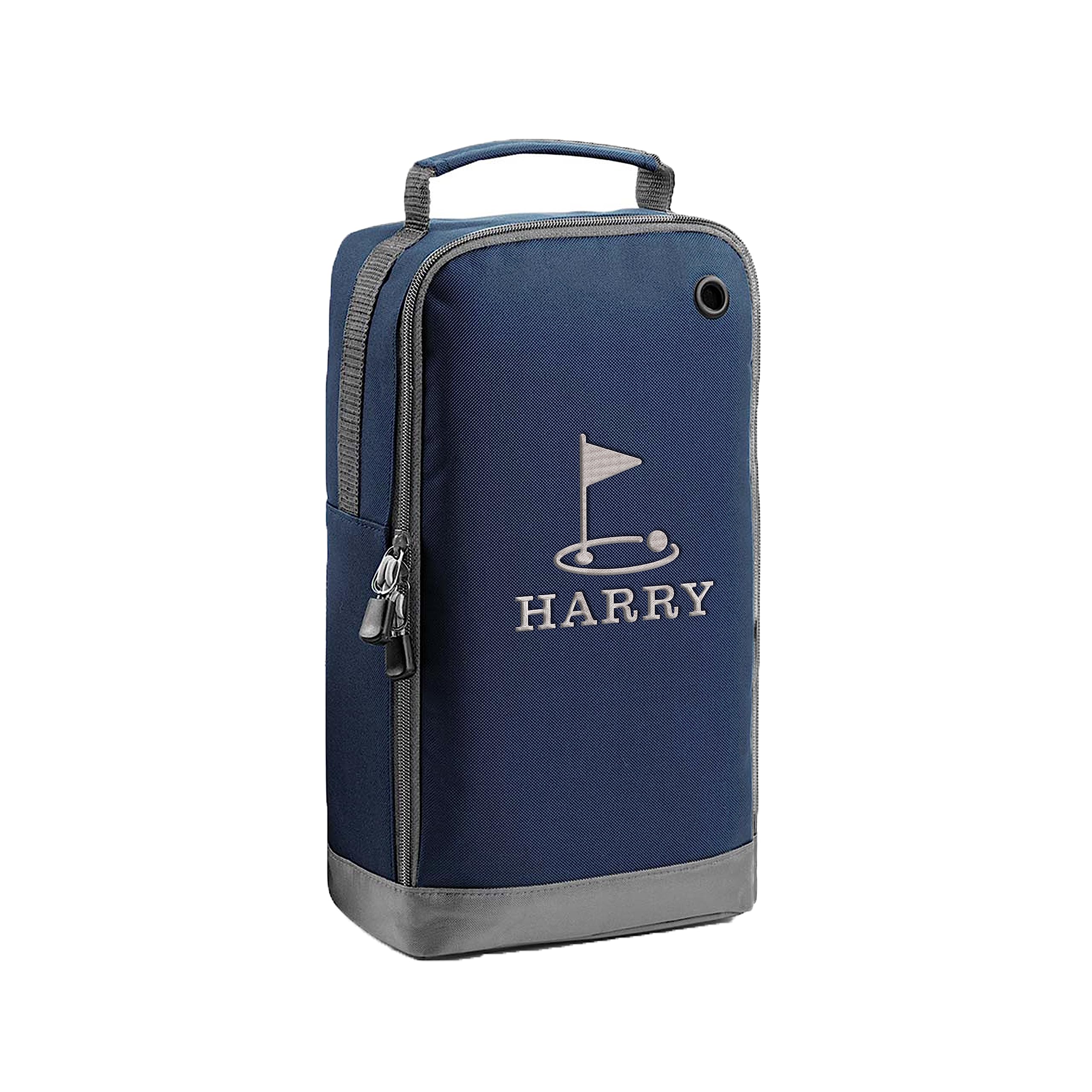 Varsany Personalised Golf Hole Sports Shoe Bag for Golf, Football, Rugby - Embroidered Design with Name or Initials