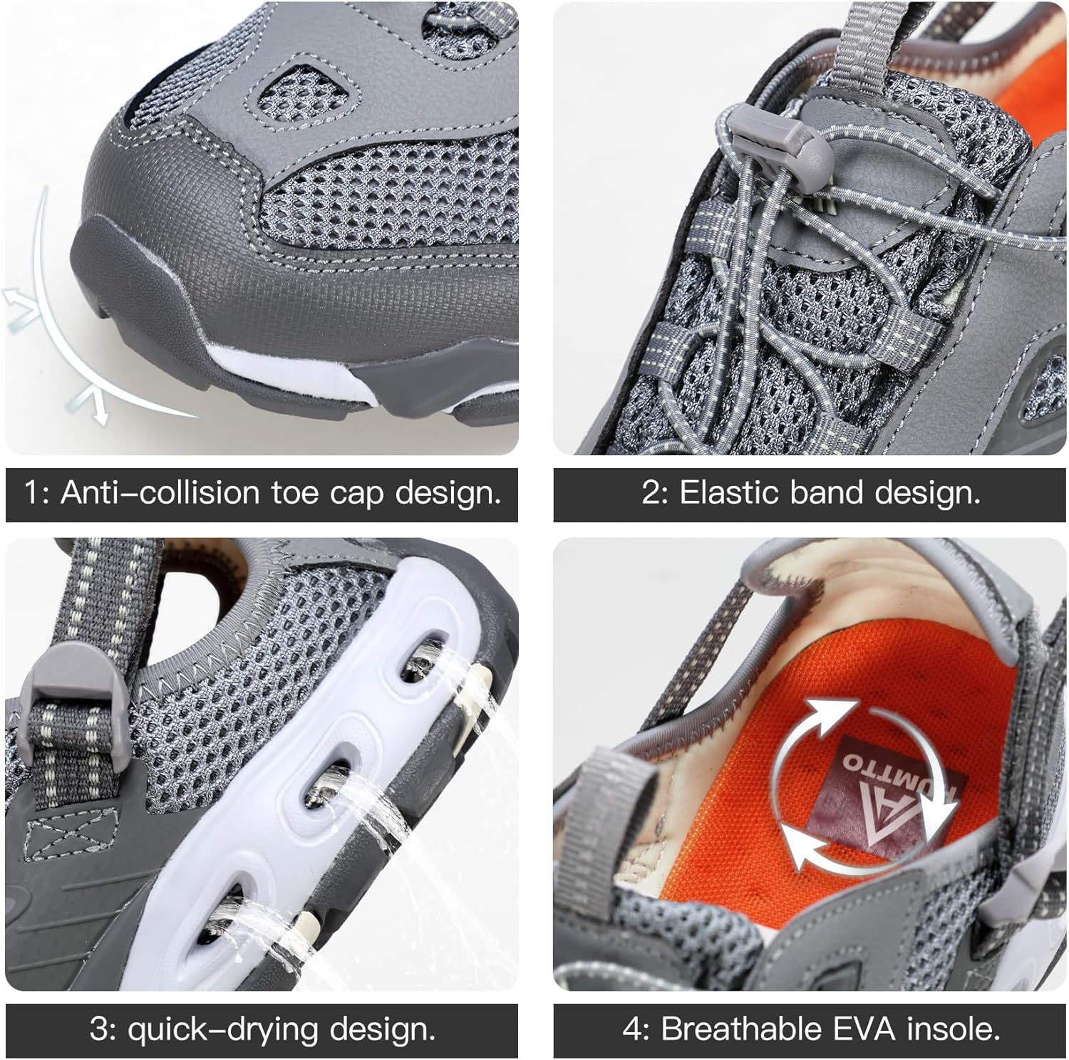 HUMTTO Water Shoes Men, Quick Dry Outdoor Sports Barefoot Shoes Non-Slip Aqua Hiking Sandals for Summer Swimming, Surfing, Kayaking, Diving – Pool, Beach, Lake & River Black 7.5 - Image 4