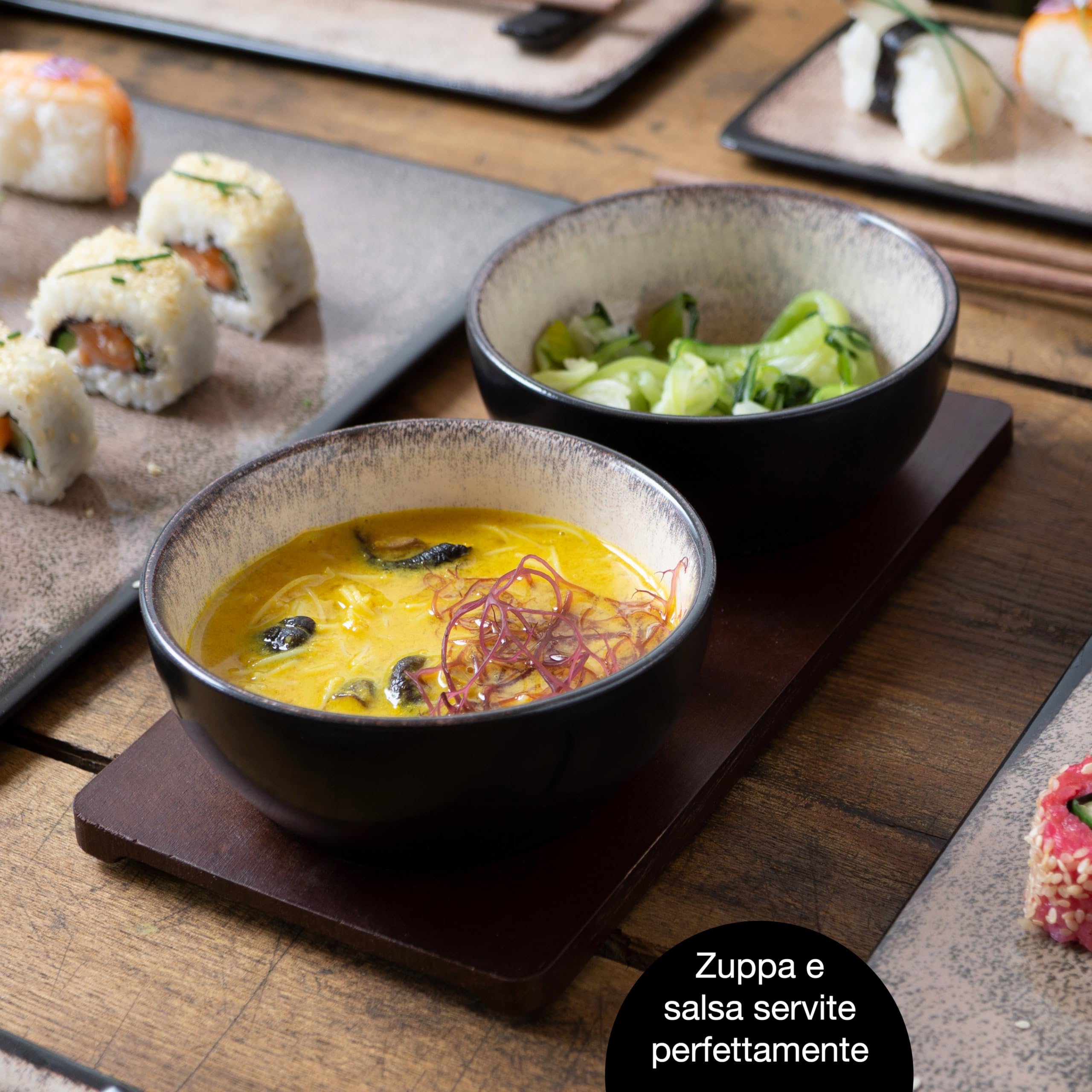 Moritz & Moritz Set Sushi Giapponese - Set Sushi per 4 Persone - 29 Pezzi - Set per Servire il Sushi con 3 Piatti per Sushi - 4x Piatti Sushi Giapponesi, Ciotola per Miso, Ciotoline e Bacchette