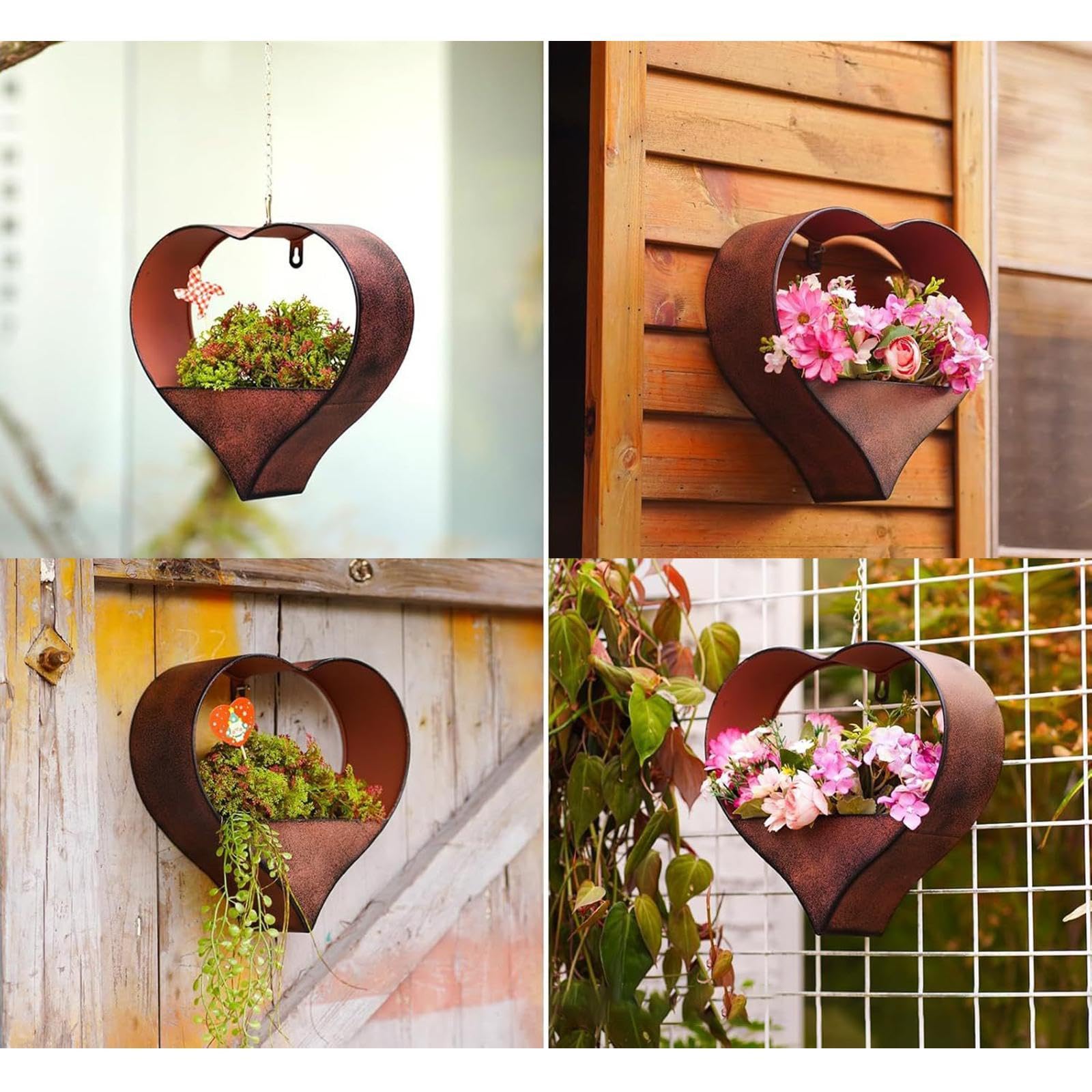 Pot de Fleurs Suspendu en Forme de Cœur pour Plantes D'intérieur et D'extérieur