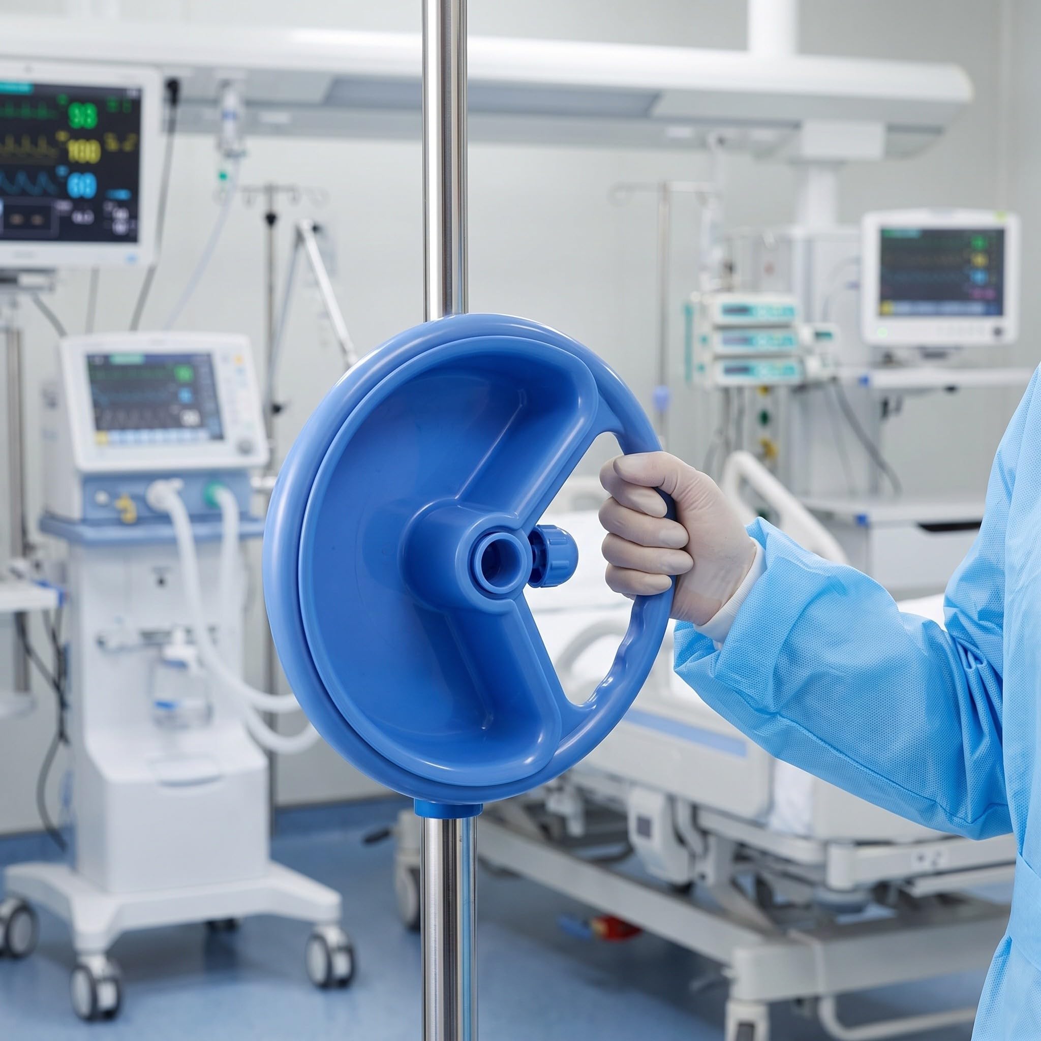 YARNOW Plato de almacenamiento redondo para soporte de goteo, bandeja azul | Accesorios para soporte de goteo, bandeja de almacenamiento para soporte de suero intravenoso, bandeja portátil para goteo