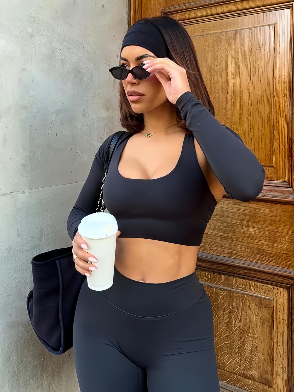 Sogetdo Women Strappy Sports Bras Padded Racerback Criss Cross Back Square Neck Workout Gym Yoga Tank Top - Image 6