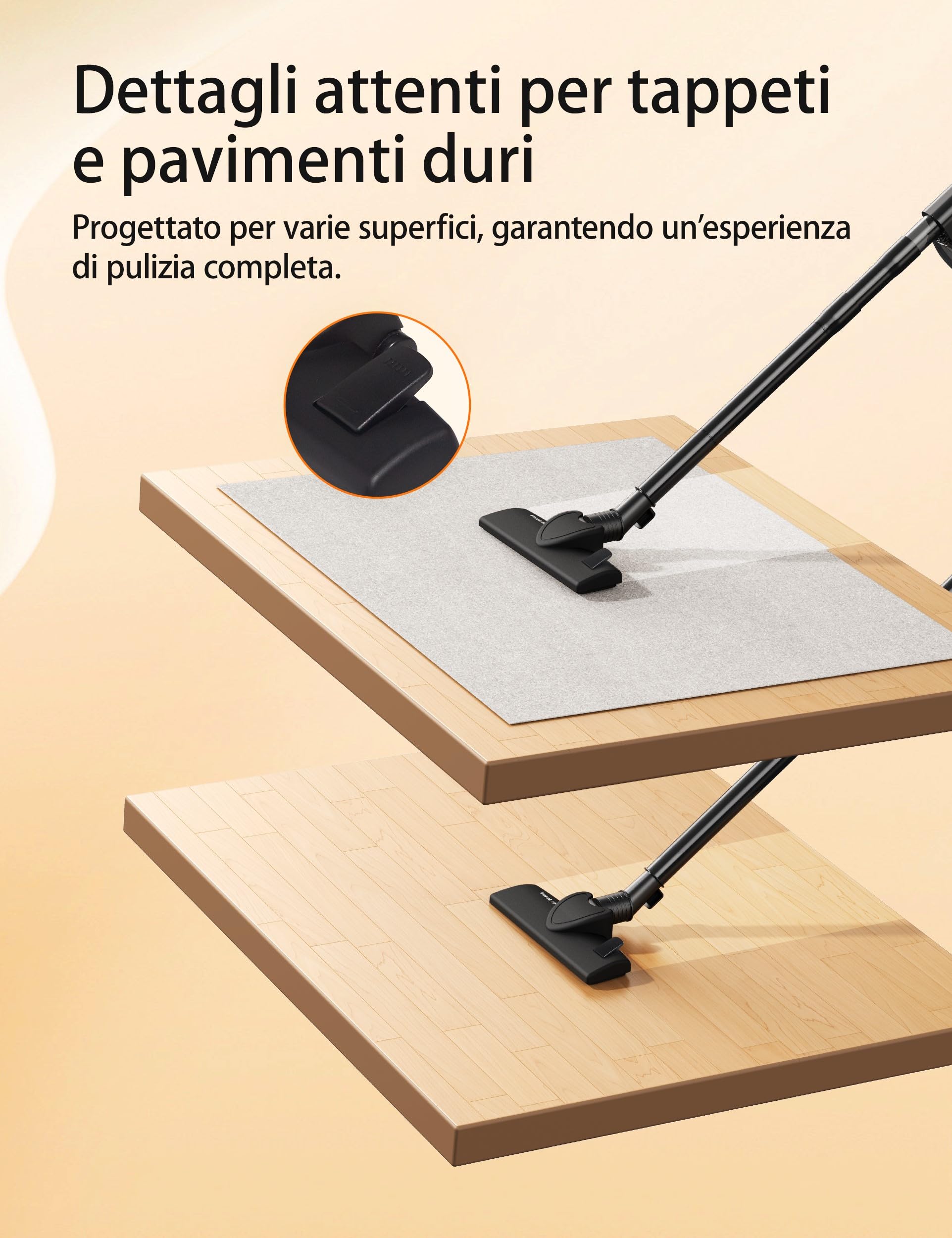 VersLife C8 Aspirapolvere con Filo, Scopa Elettrica con Filo 20000 Pa Aspirazione Potente, 600W Aspirapolvere senza Sacco, Adatto a tutti i tipi dei pavimenti