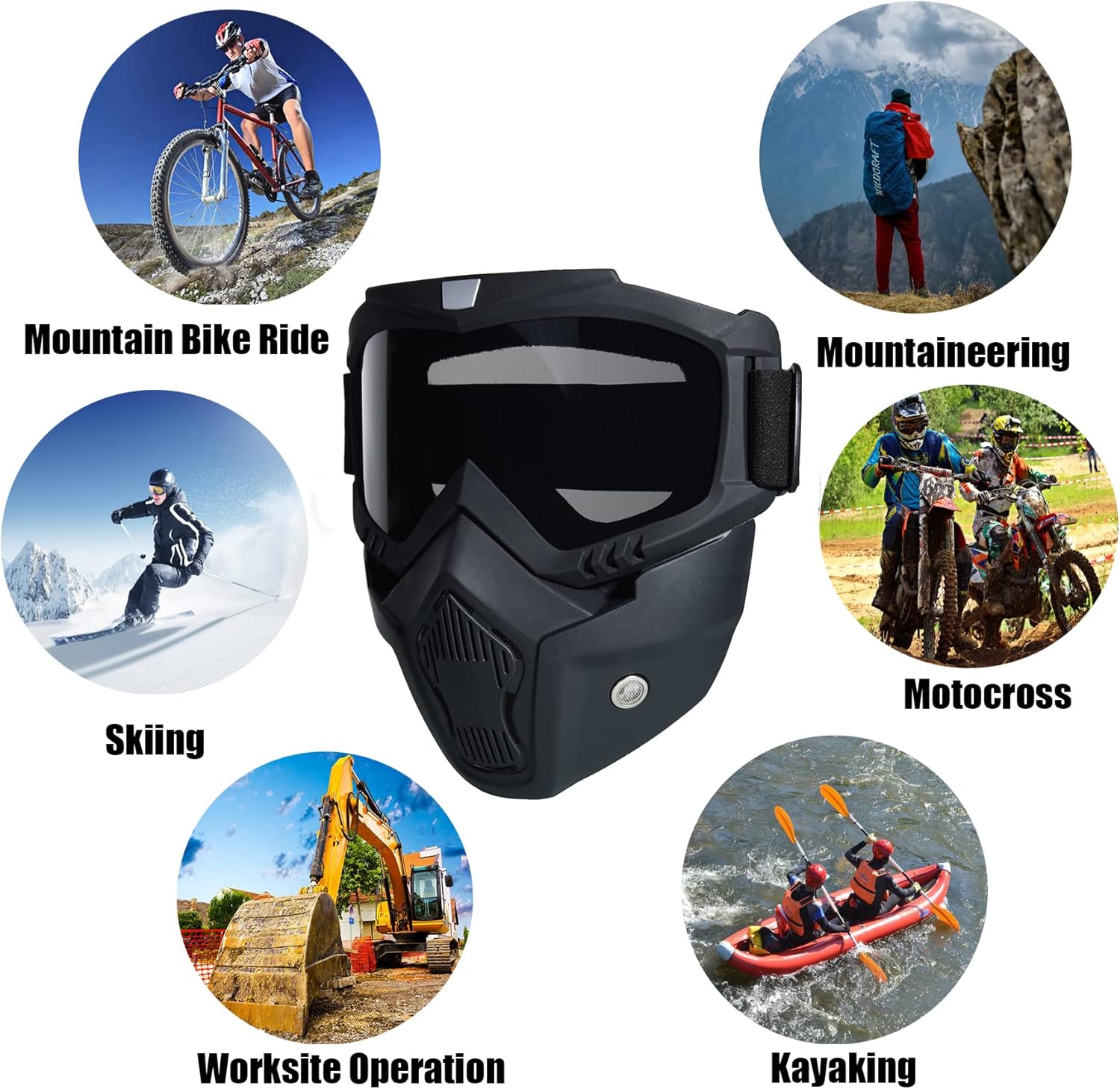 Paintball Mask Anti Fog, Full Face Tactical Mask Goggles Detachable for Motorcycle Cycling Skiing Halloween CS Game Cosplay (Black) : Sports & Outdoors