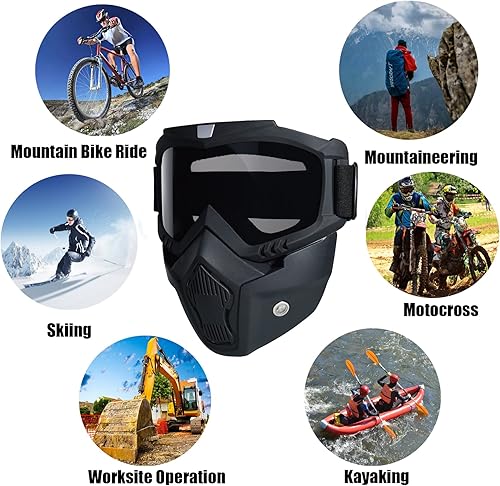 Miniatura 8 de Máscara de paintball antiempañamiento, máscara táctica de cara completa desmontable para motocicleta, ciclismo, esquí, Halloween, juego CS cosplay