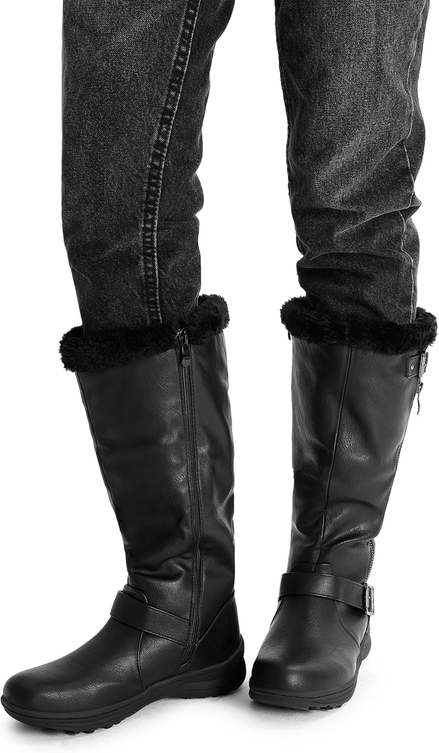 DREAM PAIRS Women's Knee High Boots Thick Faux Fur Lined Winter Snow Warm Boots with Zipper - Image 6