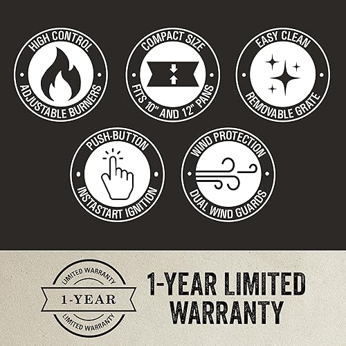 Miniatura 4 de Coleman Triton+ estufa de camping de propano de 2 hornillas con encendido InstaStart, estufa portátil de camping con 2 quemadores ajustables y