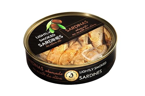 Sardinas ligeramente ahumadas en aceite de oliva, latas de 5.6 onzas (paquete de 5)