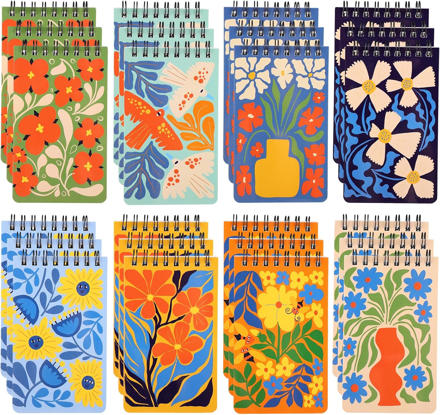 BESARME 24 Pack Small Pocket Notebooks 3x5, Floral Mini Lined Notepads