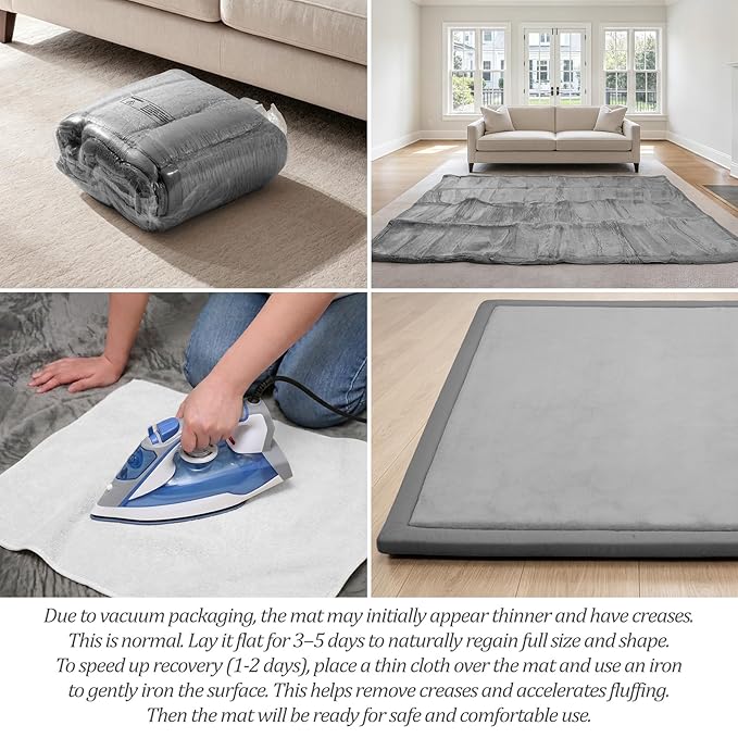 Alfombra de juego para bebés AEOCOO, 60x80x1.3 pulgadas, gris miniatura 10