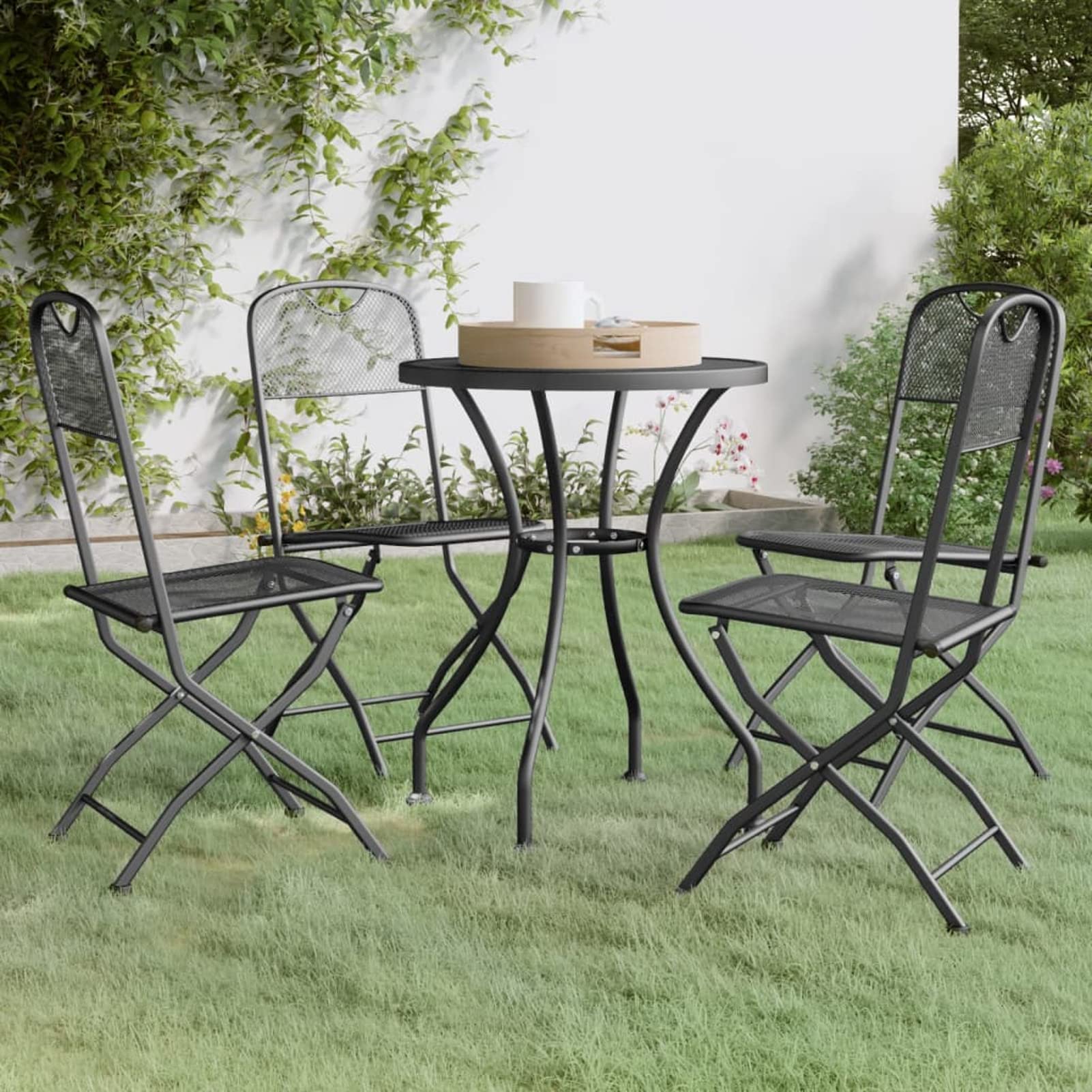 Set de Comedor de jardín 5 pzas Conjunto Mesa y sillas Jardin Mesa Comedor Exterior Muebles para Patio Malla Metal expandido Antracita 3084708