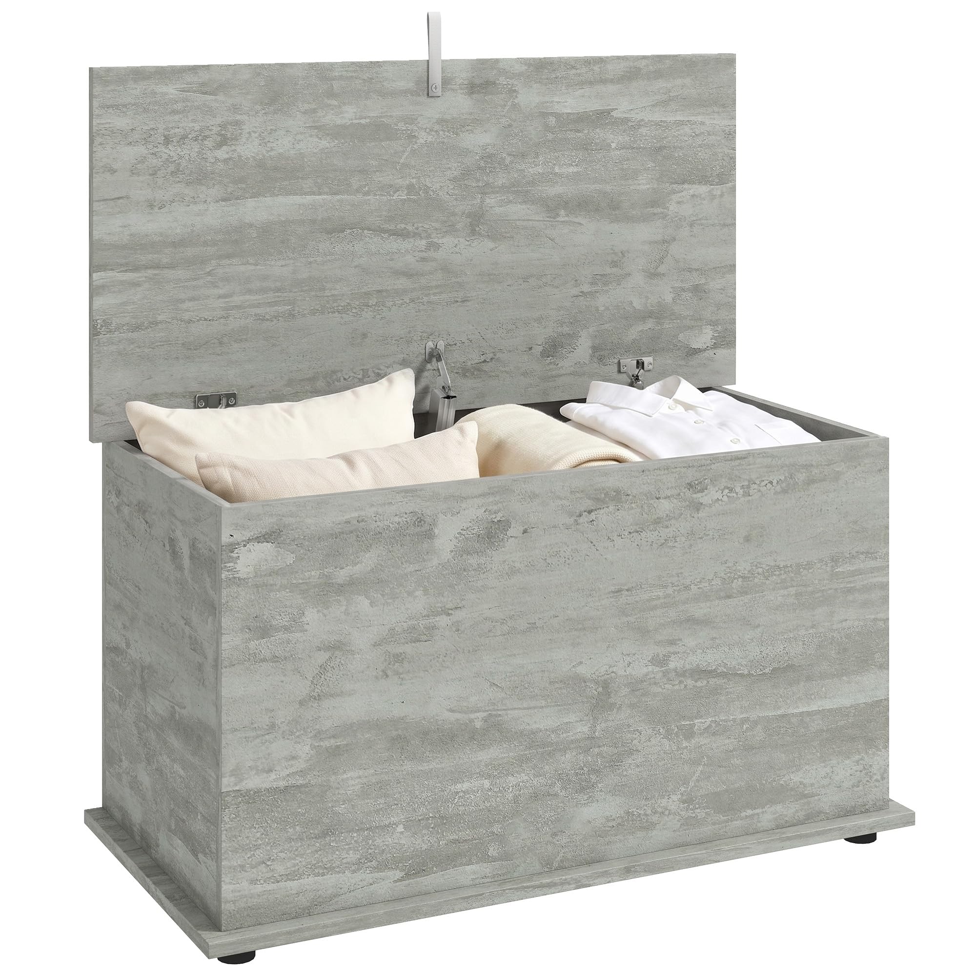 Homcom Grey Storage Chest With Safety Hinged Lid, 102L Storage Box,